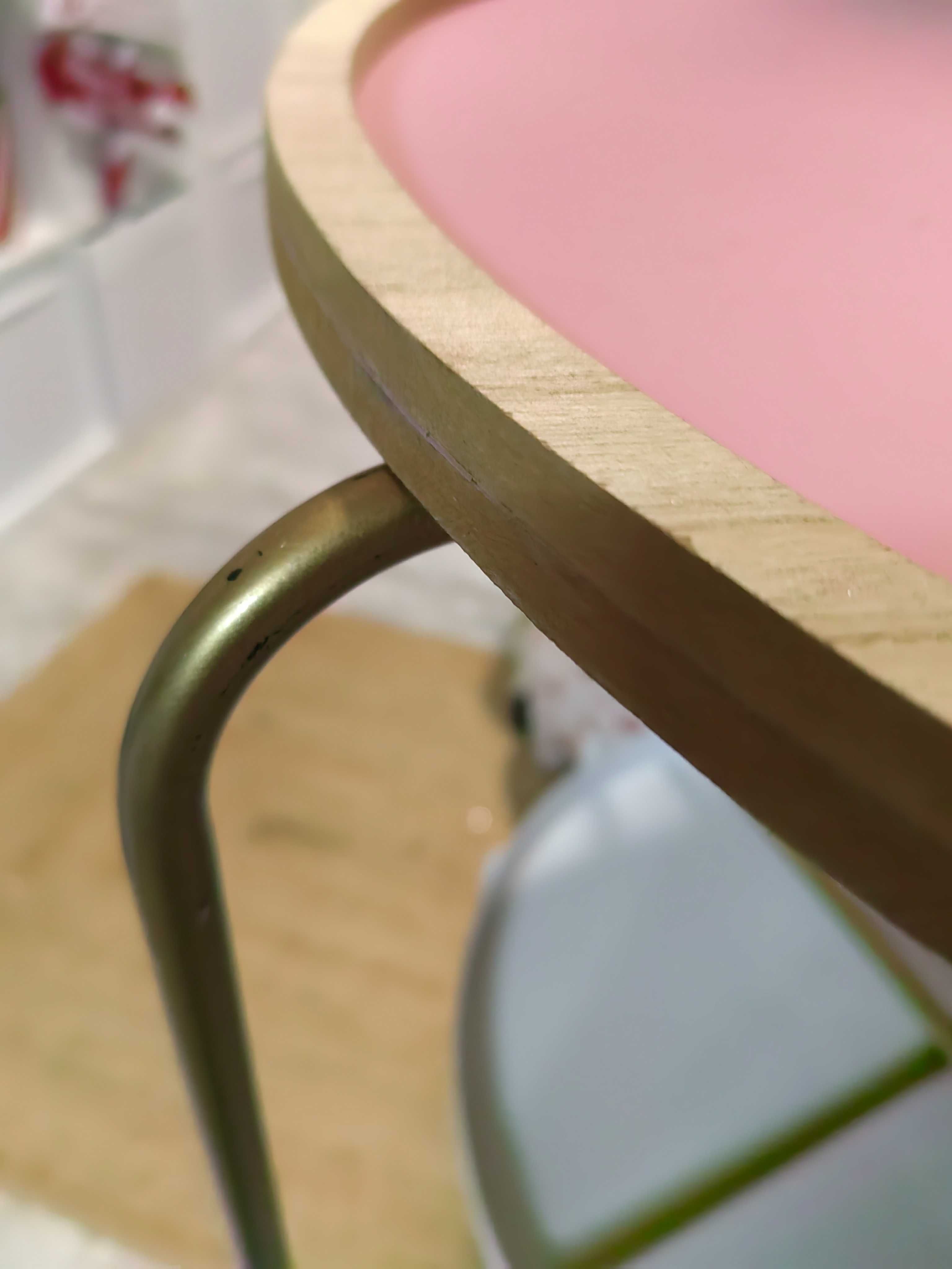 Mesa apoio/centro metal tampo rosa