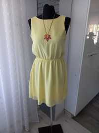 Prześliczna limonkowa sukienka na gumce tiulowa s m