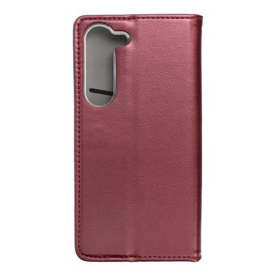 Etui Z Klapką Smart Magnetic Samsung Galaxy S23 Burgunwe + Szkło 9H