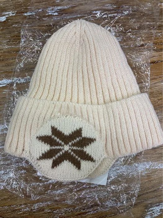 Zimowa czapka Uszatka, nowa, beż, one size, ciepła dzianina