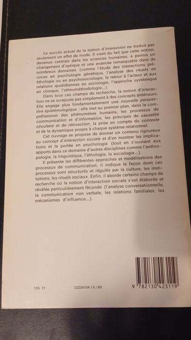 Livro "L'interaction sociale" de edmond marc e dominique picard