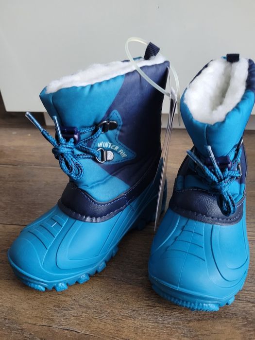 Kozaki ocieplane rozmiar 26 chlopiece niebieskie granatowe