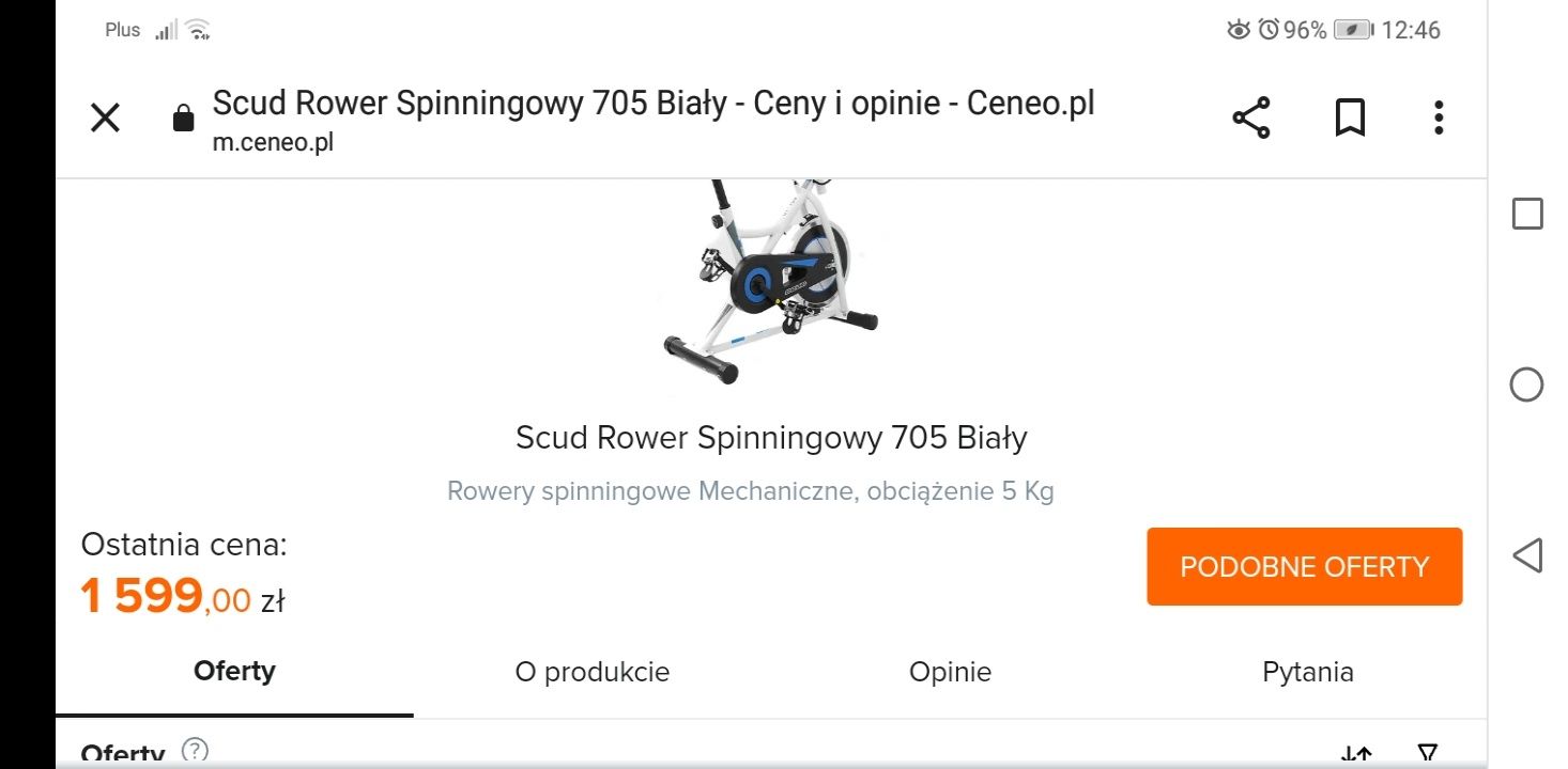 Rowerek stacjonarny spiningowy SCUD GT 705