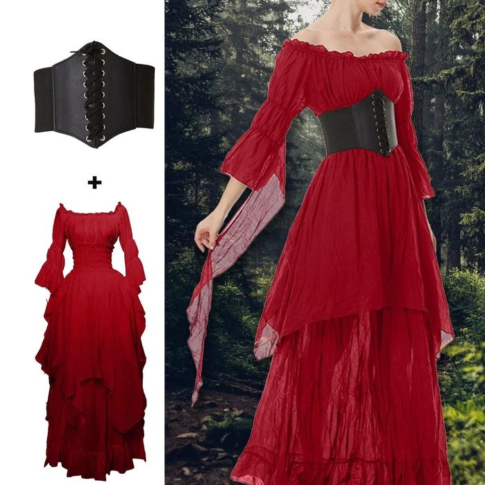 2XL.Strój na Halloween dla kobiet w stylu średniowiecznego renesansu z
