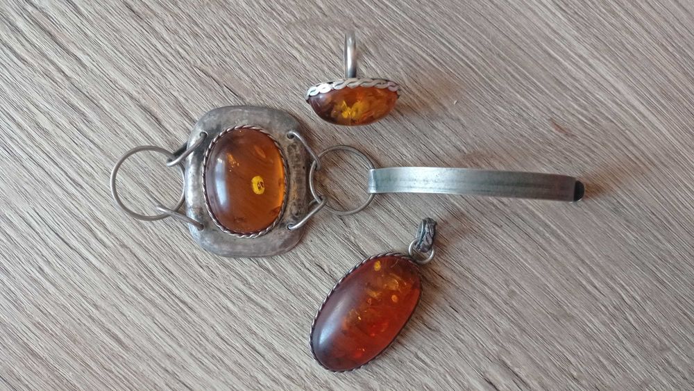 Komplet biżuterii srebro bransoletka pierścionek wisior