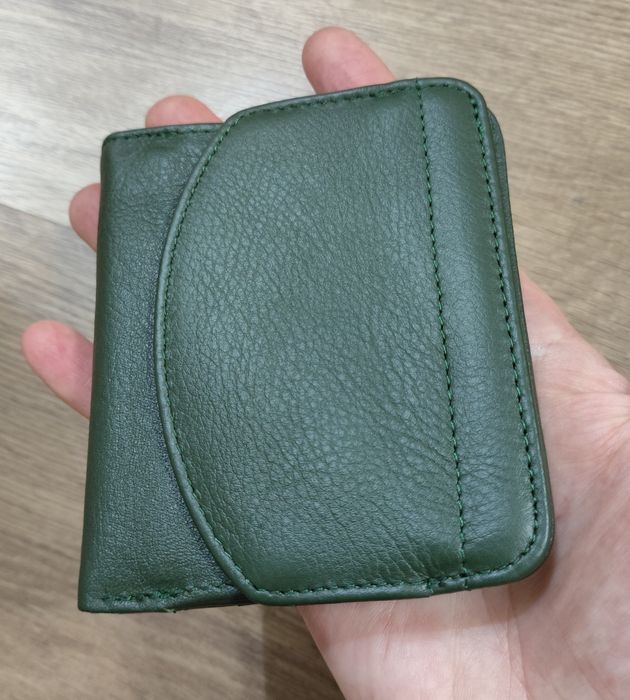 Мини кошелек женский р. 9*10,5*1 см натуральная кожа, цвет зелёный