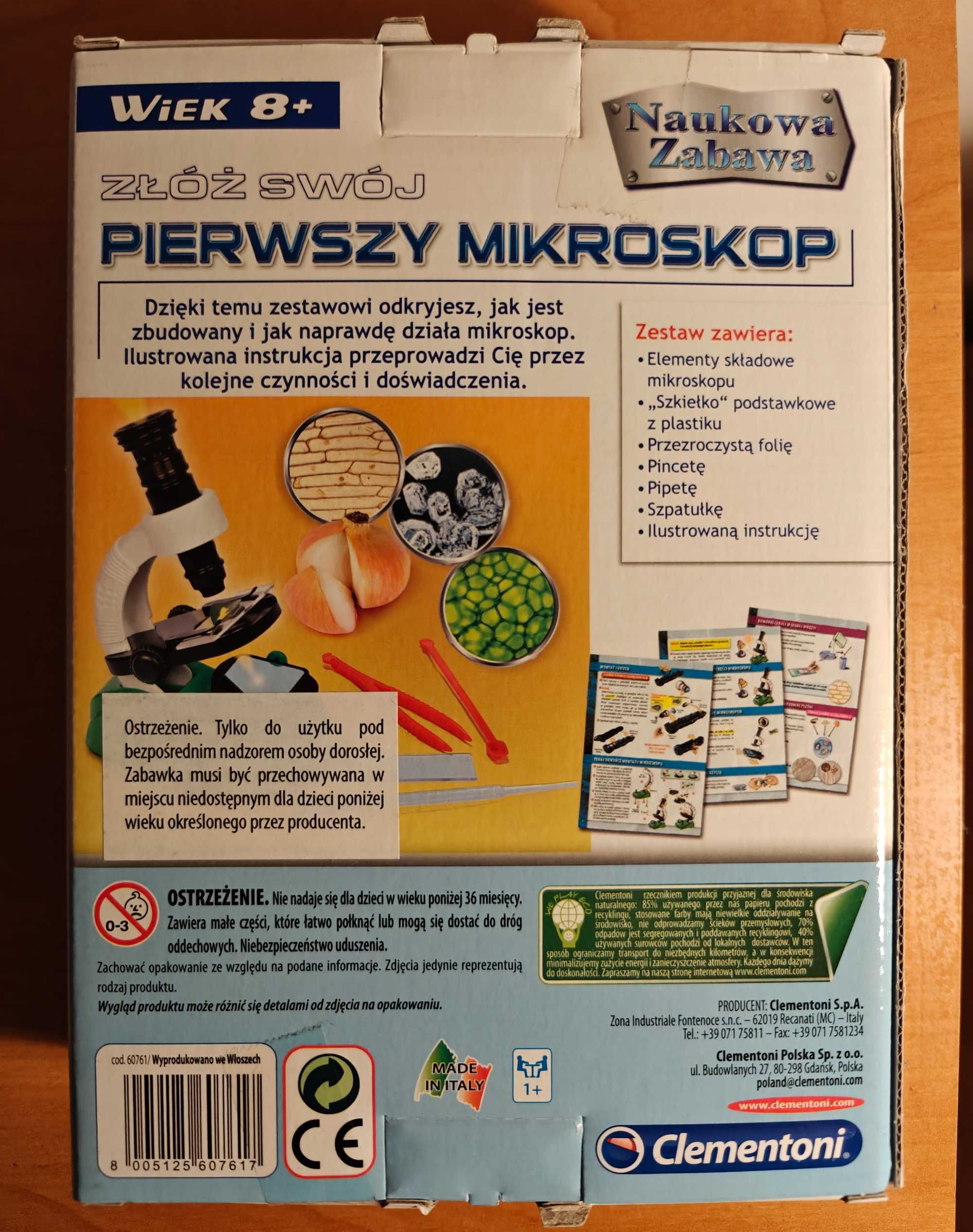 "Mój pierwszy mikroskop" Zabawa edukacyjna Clementoni 8+ Nieotwierany