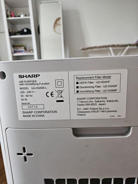 Sharp UA-HG50E-L Oczyszcacz powietrza z nawilżaczem