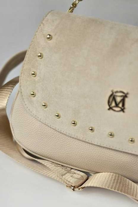 Torebka MASSIMO CONTTI raportówka listonoszka kolor Écru eko zamsz