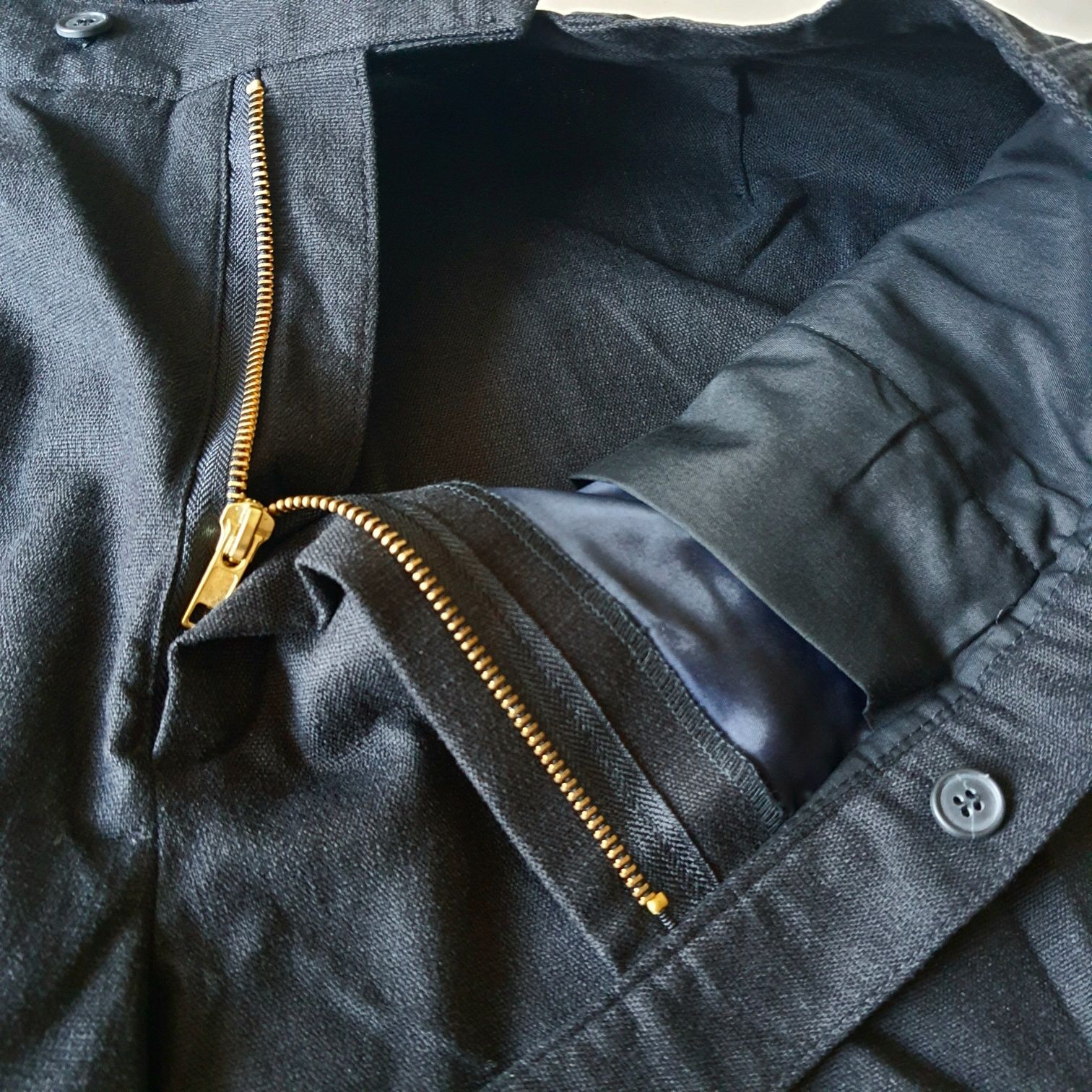Spodnie męskie czarne z lnem, XXL, krawiectwo, nowe