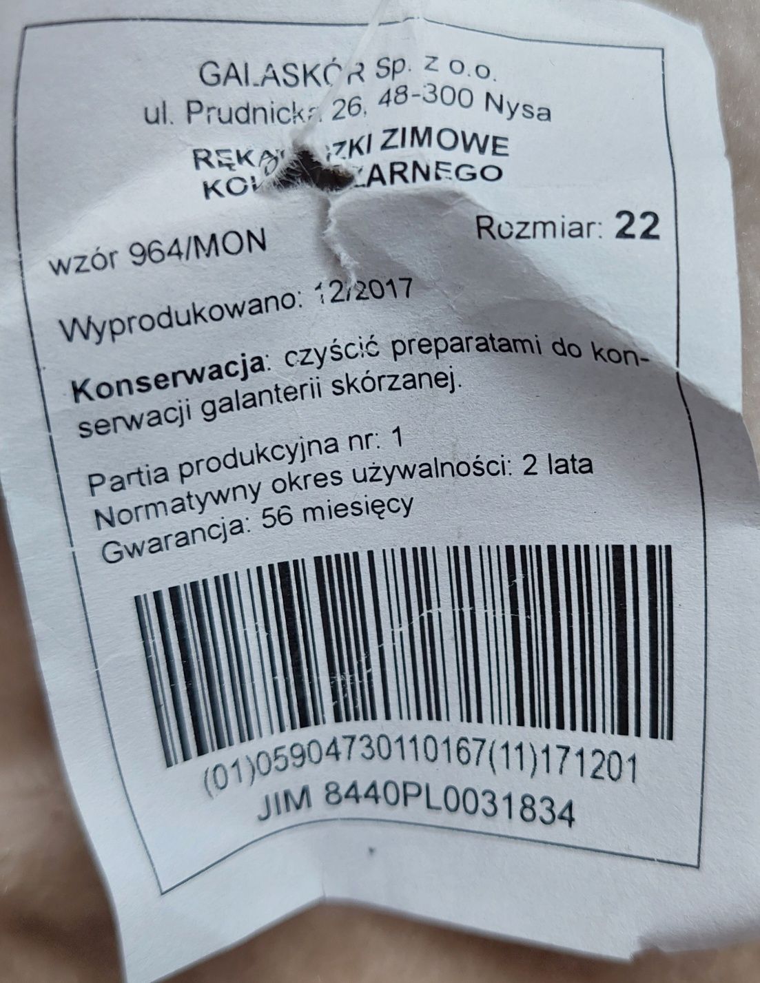 Rękawiczki skórzane zimowe czarne wz. 964/MON