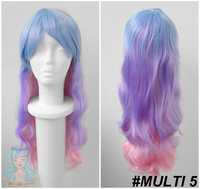 Kolorowa pastelowa pastel goth peruka niebieska fioletowa wig cosplay