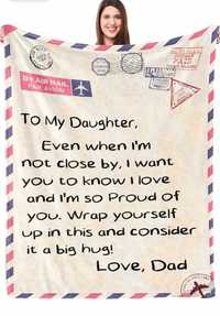 ciepły koc list dla córki od ojca prezent