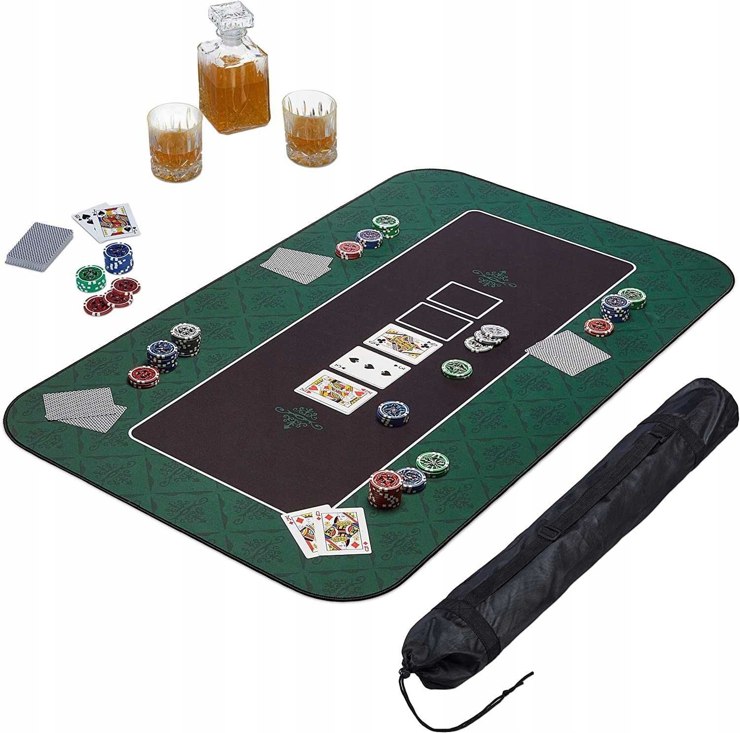 Mata do pokera + pokrowiec 100 x 60 cm zielona