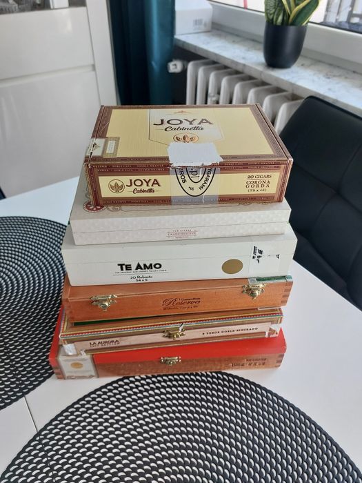 Pudełka drewniane po cygarach ozdobne do przerobienia decoupage diya