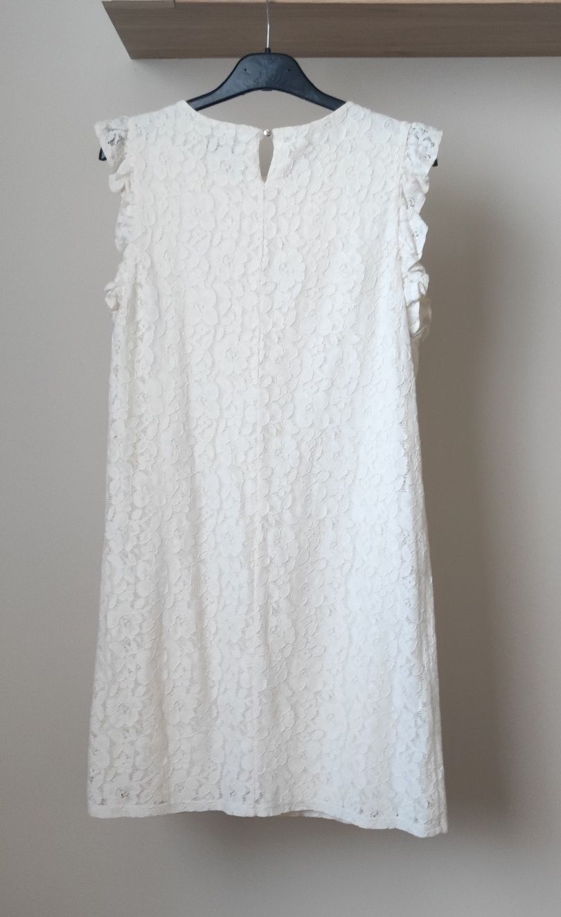 Sukienka koronkowa XS 34 Sinsay biała elegancka trapezowa