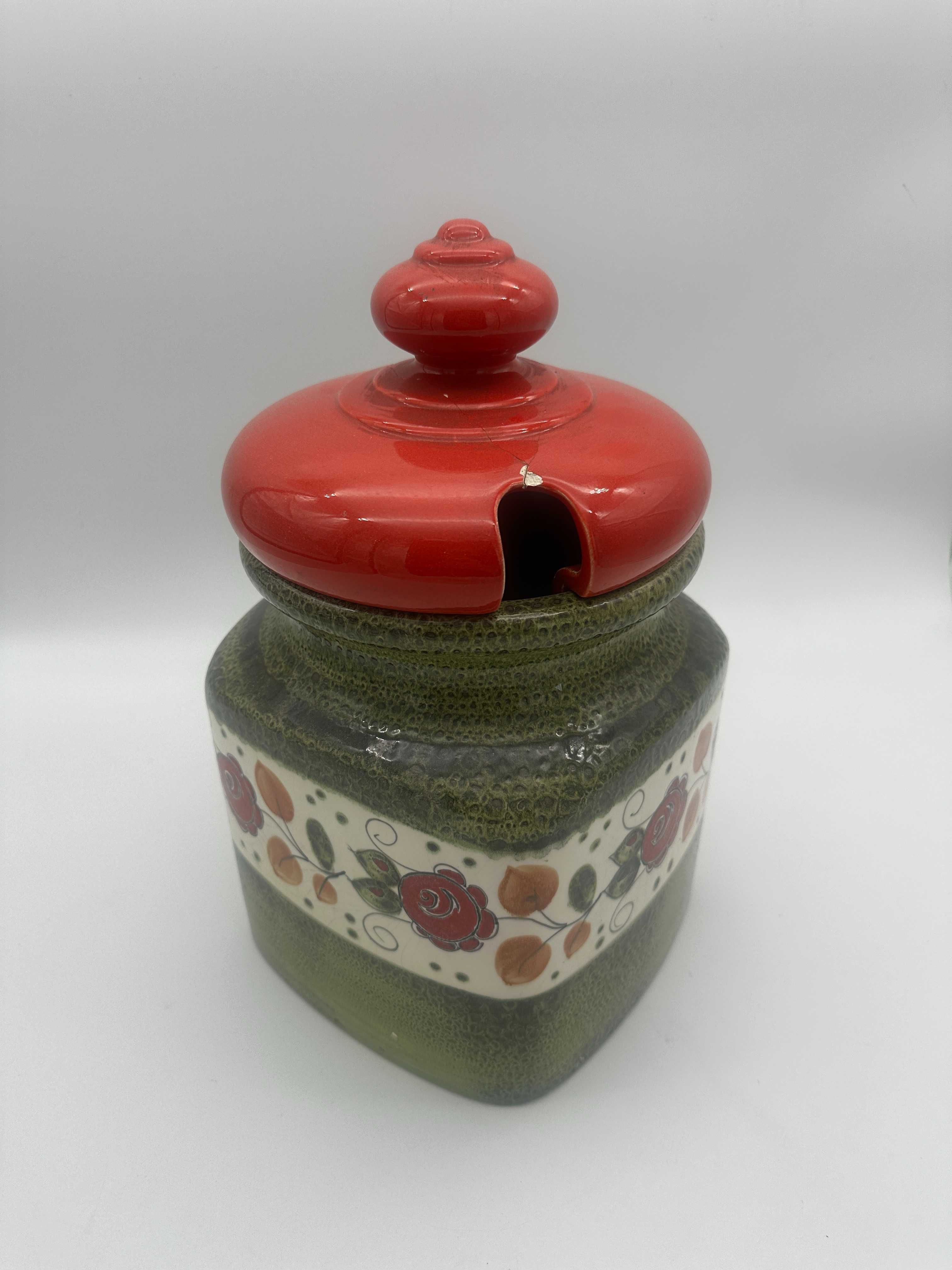 Duży stary dzban ceramiczny pojemnik sygnowany.