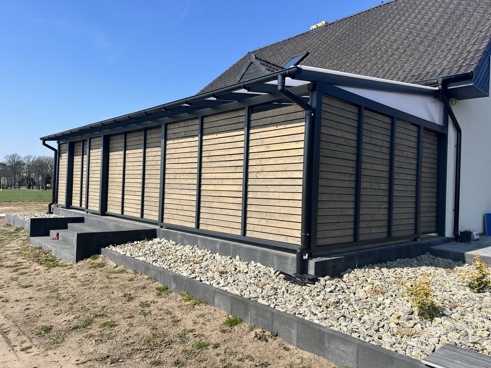 Pergola zadaszenie tarasu shuttersy ruchome deseczki