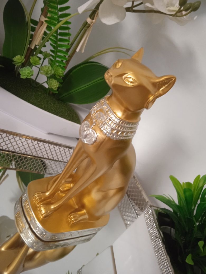 Figurka dekoracyjna złoty egipski kot