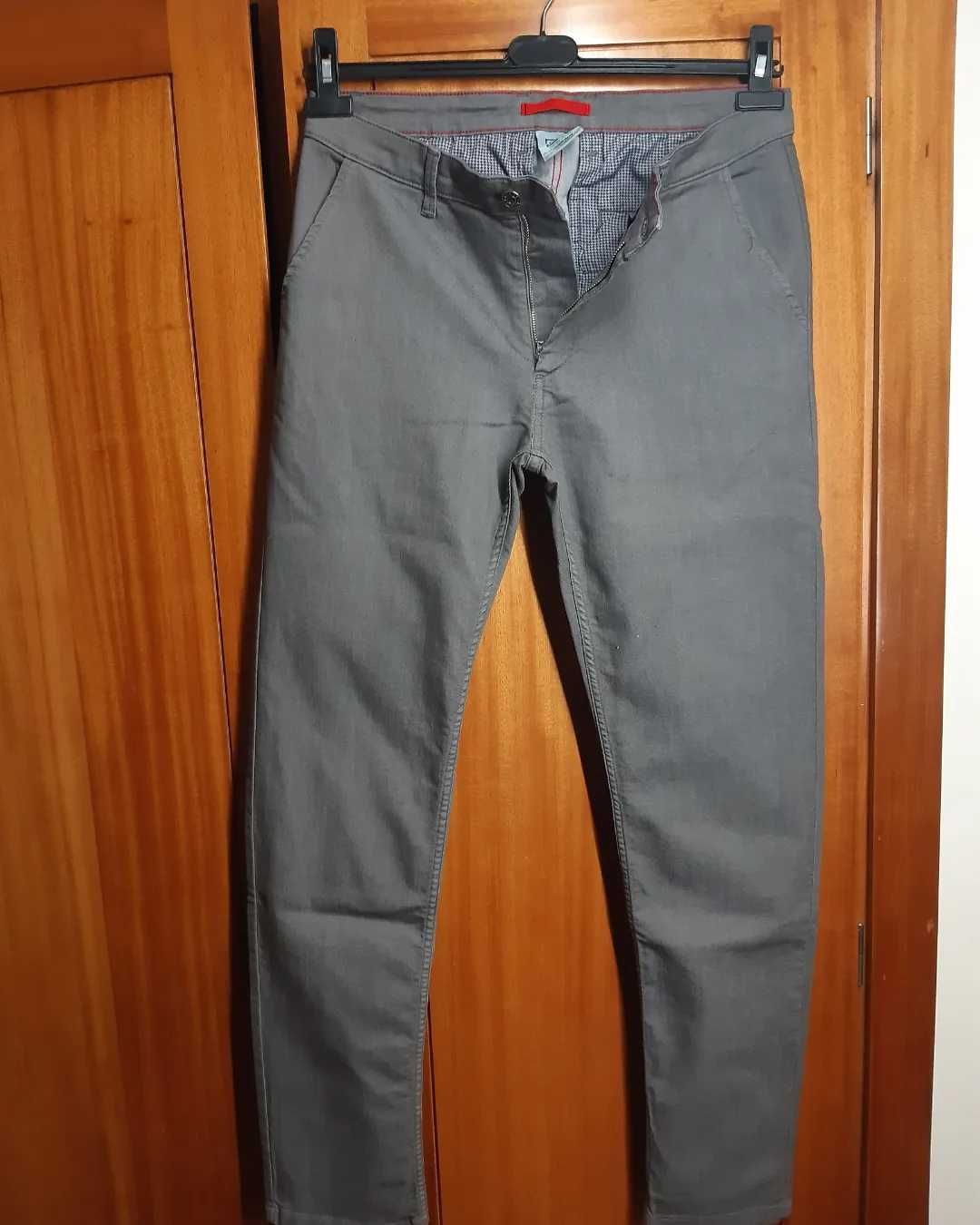 Calça homem tecido sarja cor cinza médio tamanho EUR40/42