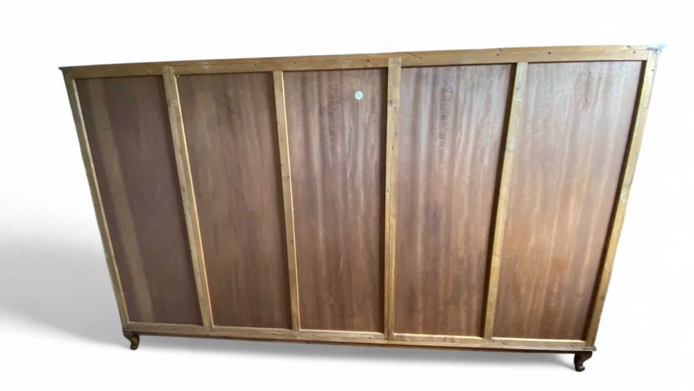 Barokowa szafa pięciodrzwiowa z witryną, intarsje, połysk