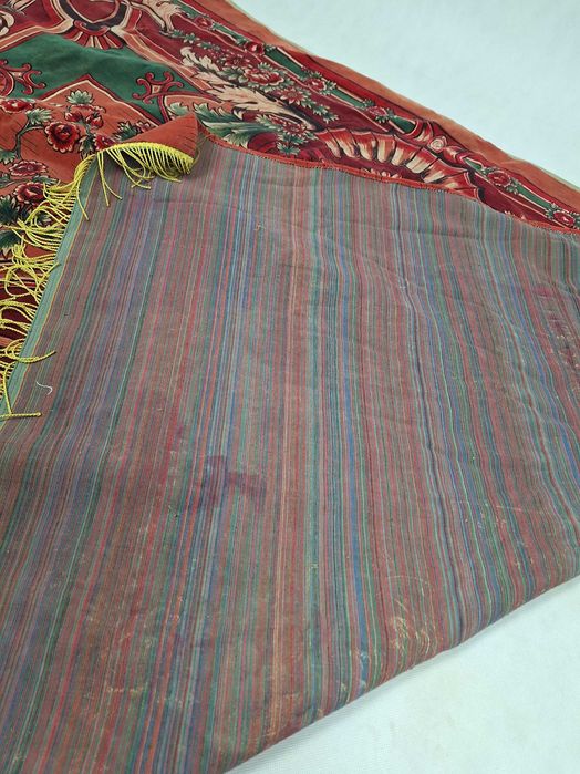 stary secesyjny welurowy kilim, obrus, narzuta