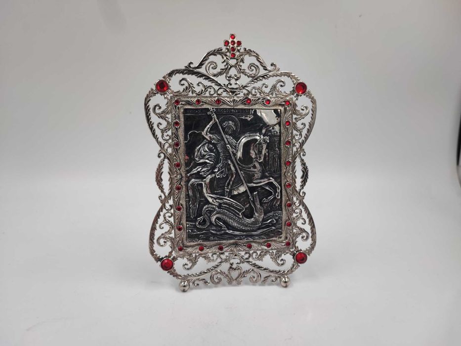 ТОВ АГАТ - Срібний образ "Георгій Побідоносець" прикрашено юв.склом