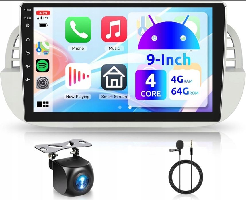 Radio samochodowe FIAT 500  Android CARPLAY 2gb RAM 64gb