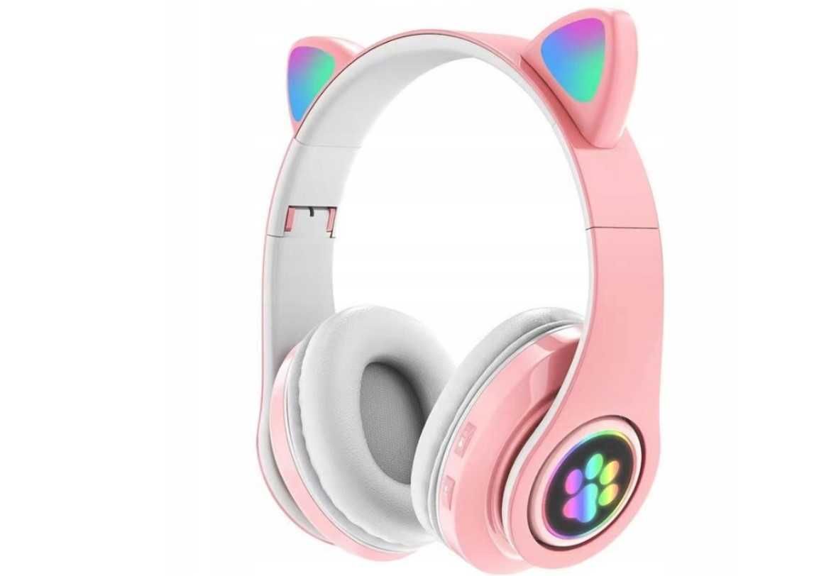 Słuchawki Bluetooth Kocie Uszy - 2 Kolory + Prezent Niespodzianka