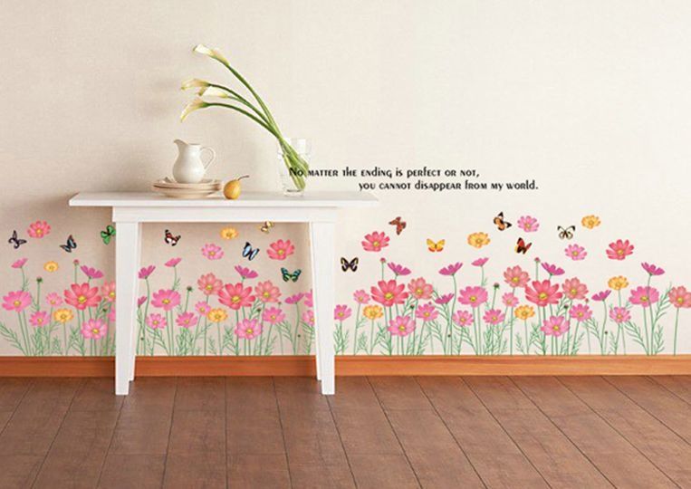 Naklejka na ścianę Kwiaty Motyle WS-0220
