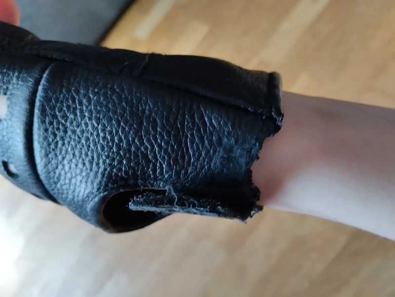 Skórzane rękawiczki, bez palców, rozmiar M, skóra naturalna, czarne