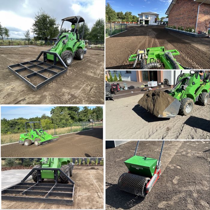 Prace ziemne niwelacja terenu Zakładanie ogrodów mini-ładowarka AVANT