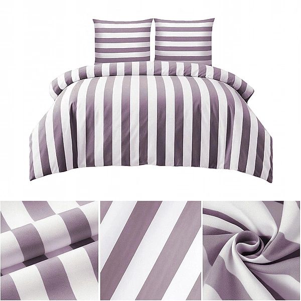 Pościel 160x200 MIKROFIBRA poszewki 70x80 KOMPLET Eusebia Home W PASY