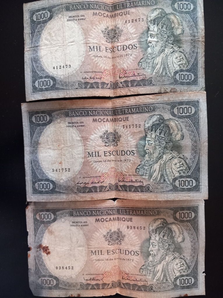 Notas 1000 escudos Banco Nacional Ultramarino - Moçambique