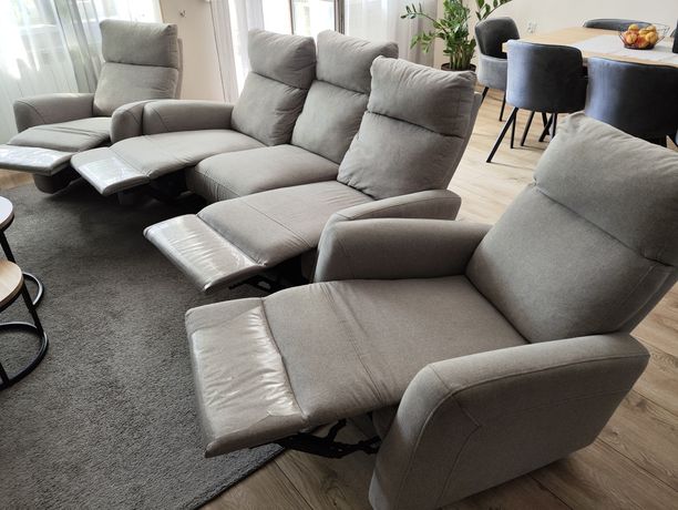 Komplet wypoczynkowy kanapa + 2 fotele funkcja relax cena tyl do piatk