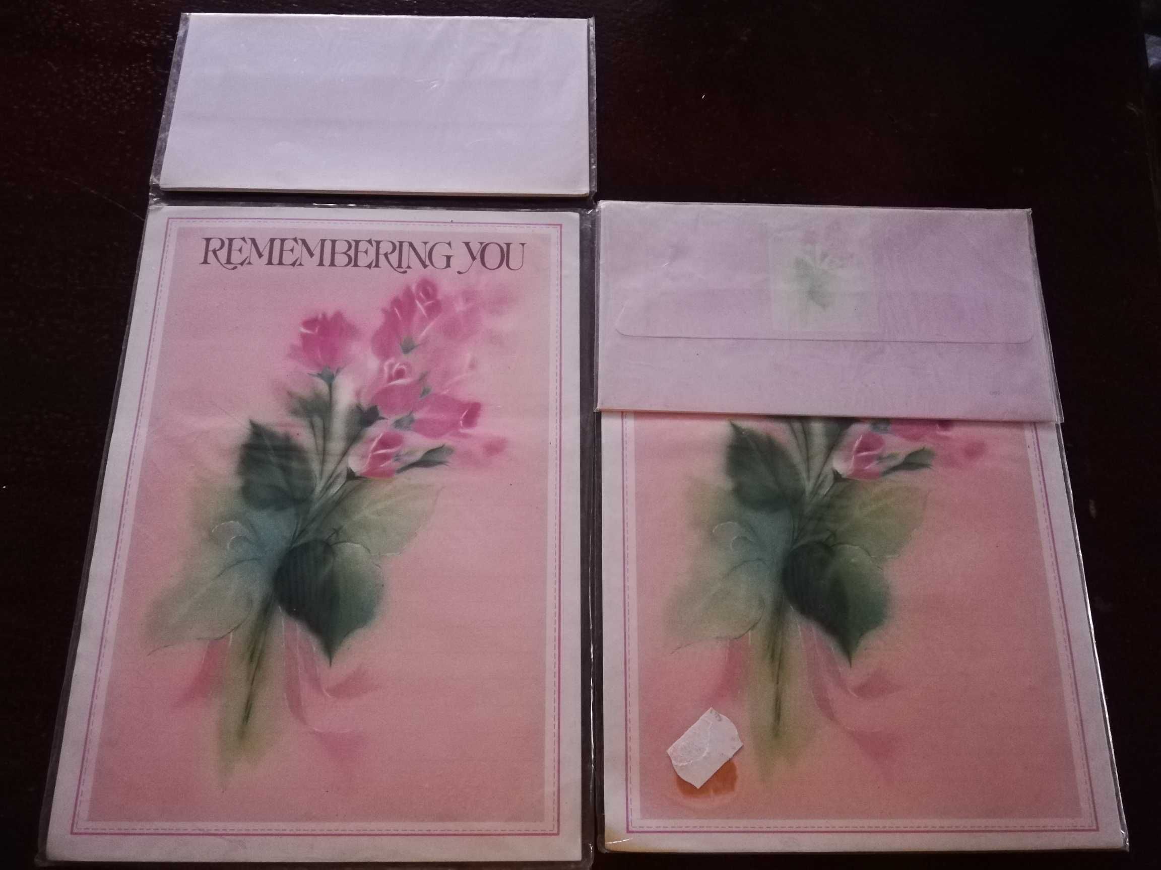 2 conj. de blocos de carta vintage (folhas e envelopes)  padrão floral