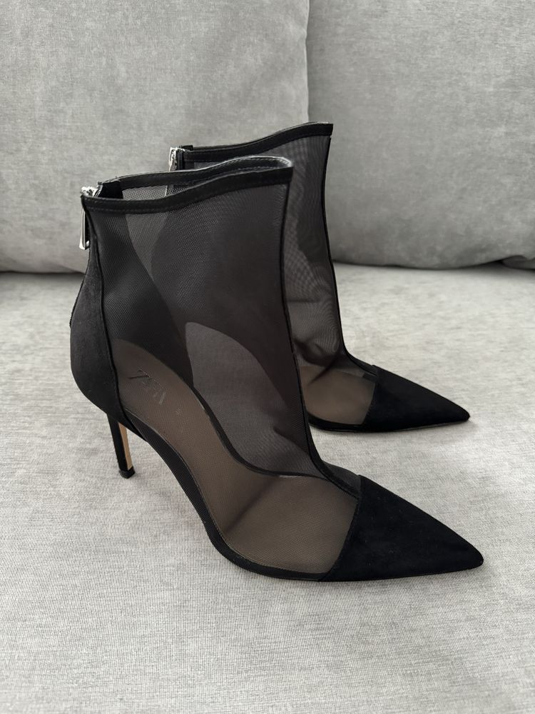 Zara каблуки сетка черные 40