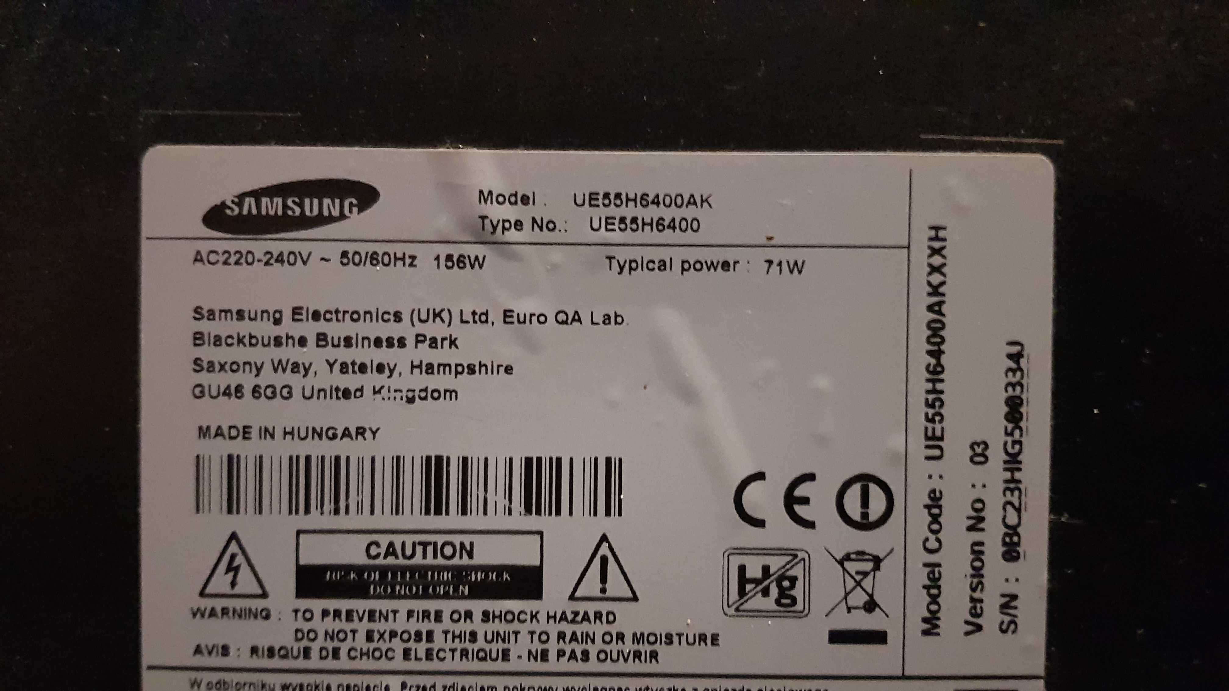 Samsung UE55H6400AK zasilacz głośniki części