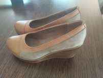 Mmm fashion, buty na koturnie, beżowe, brązowe, 38