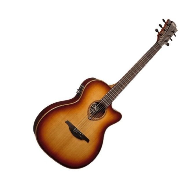 LAG Tramontane T100ASCE Auditorium Electro Acoustic Guitar, Brown Dado