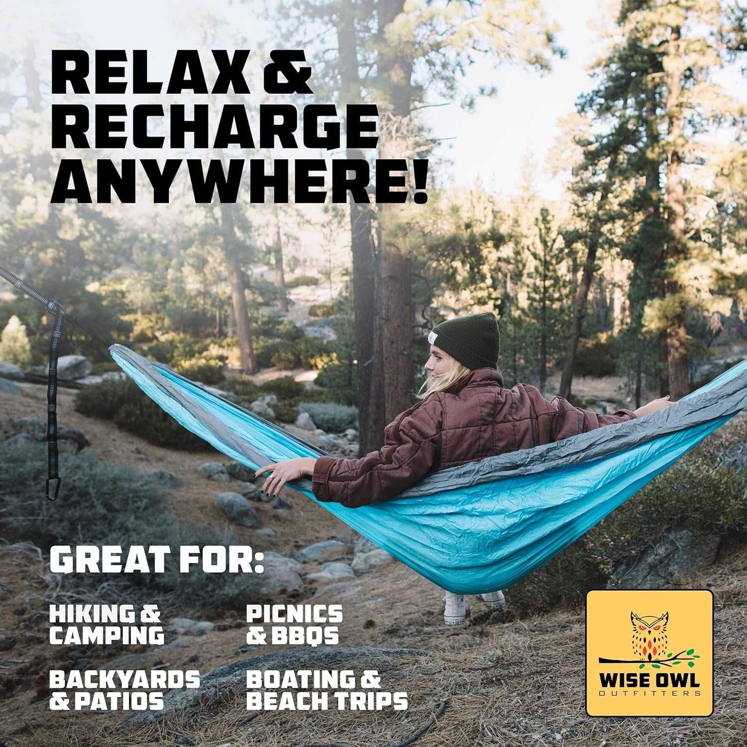 Wise Owl Outfitters podwójny Hamak do biwakowania