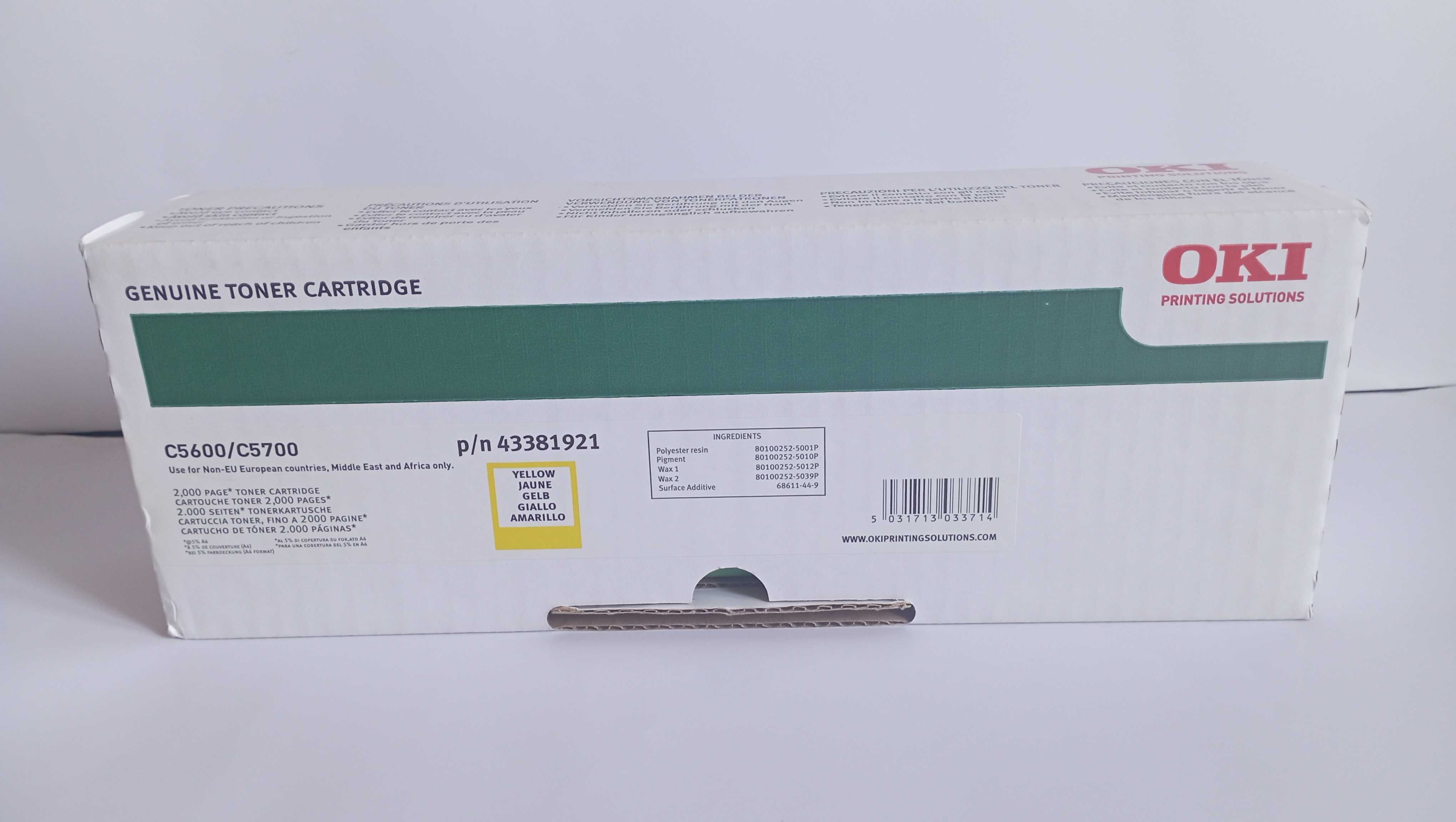 Картридж для OKI C5600/5700 p/n 43381921. Жовтий
