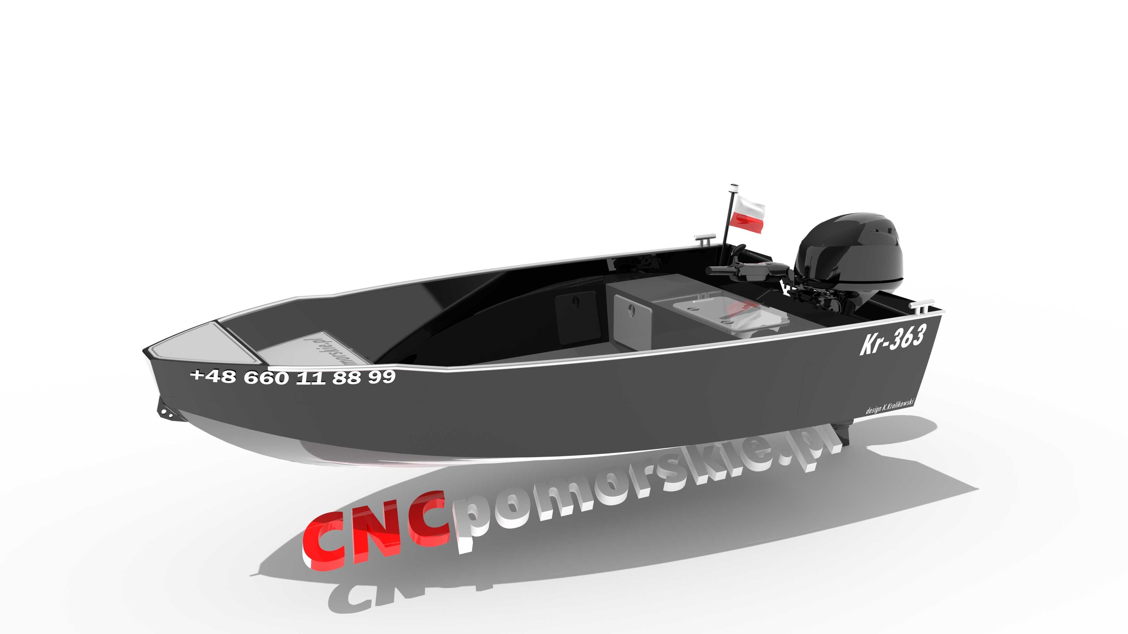 Kr-363 łódź aluminiowa wędkarska wykroje łodzi NOWY MODEL CNCpomorskie
