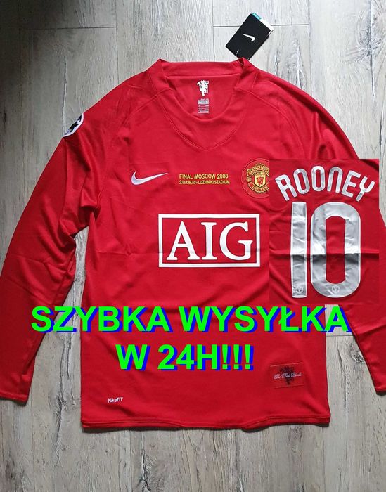 Koszulka Manchester United 2007/08 Finał UCL, Rooney 10, S, M, L, XL