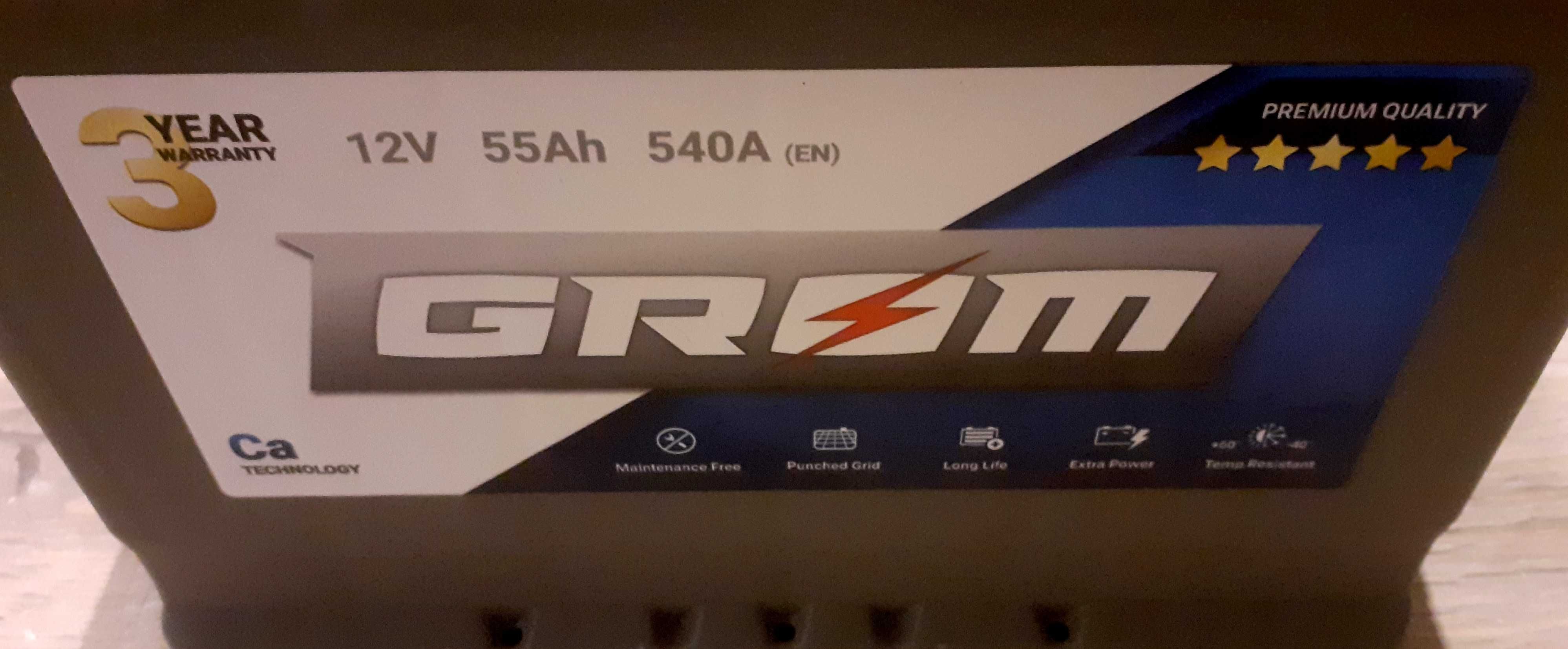 Nowy Akumulator GROM Premium X-PRO 12V 55 AH 540A IDEALNY STAN NOWY !!