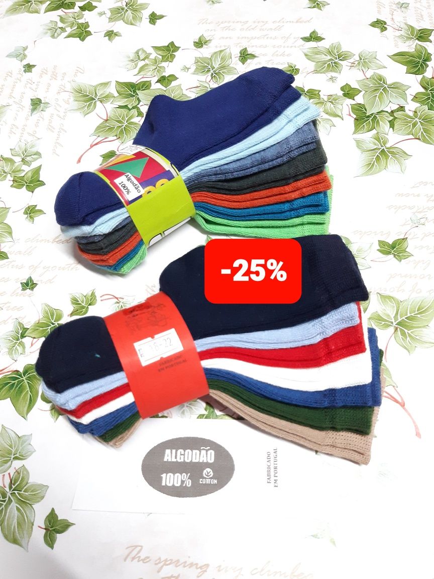 14 pares de meias em algodão para bebé