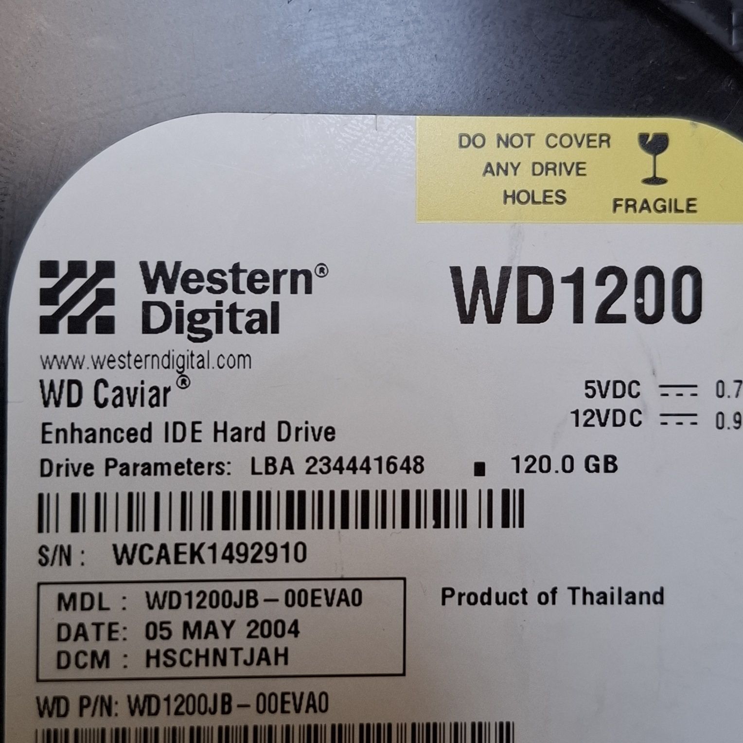 Dysk twardy 3.5" HDD WD Caviar 120gb IDE/PATA WD1200JB-00EVA0