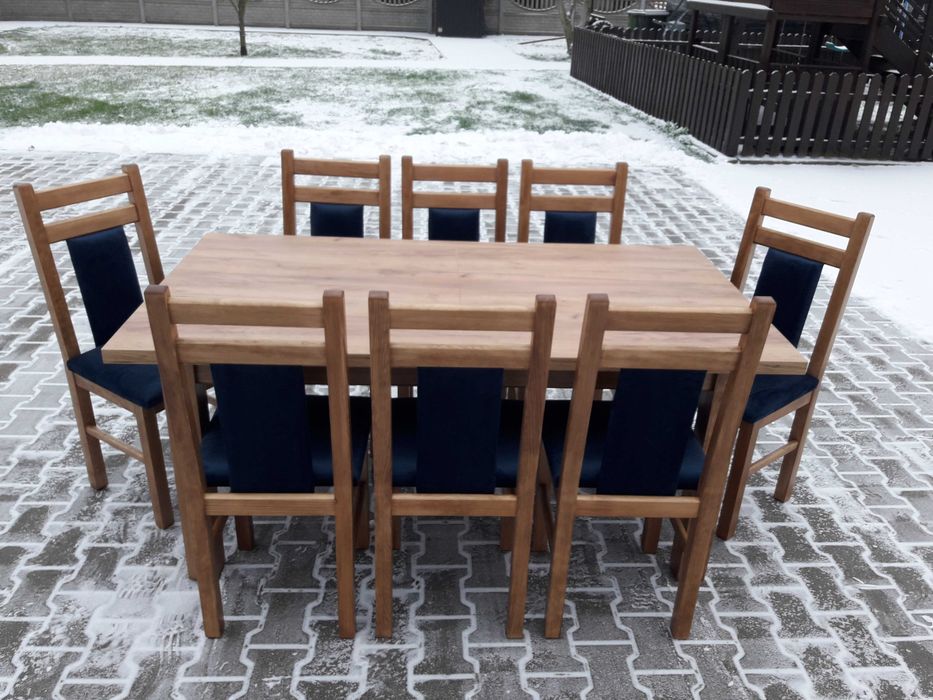 komplet stol 185/244x95 i 8 krzesel craft zloty solidne mocne krzesła