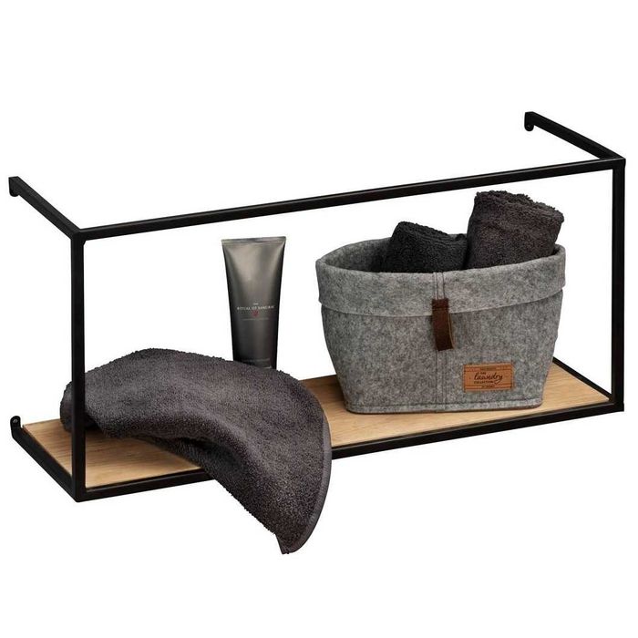 Półka na ścianę ścienna czarna drewno loft styl industrialny 55x25x20