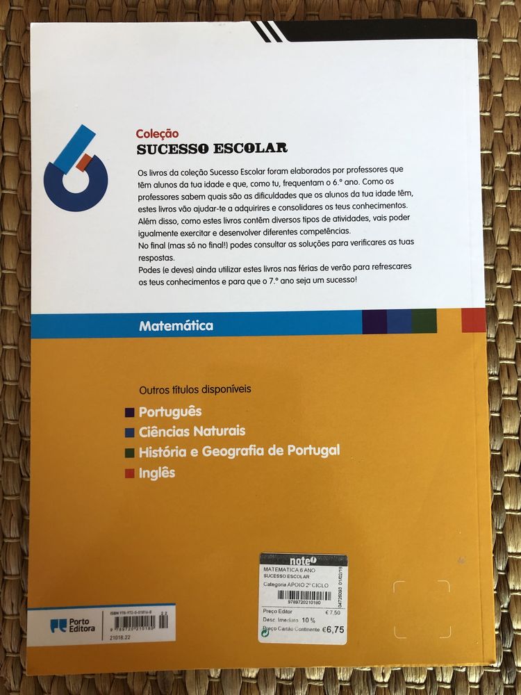 Livros exercícios e testes Português e Matemática 6 Ano